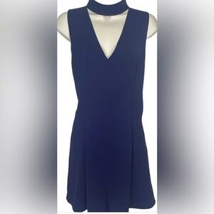Design Lab Women’s 1 Piece Shorts Jumpsuit Romper L Navy Blue Sleeveless V-Neck